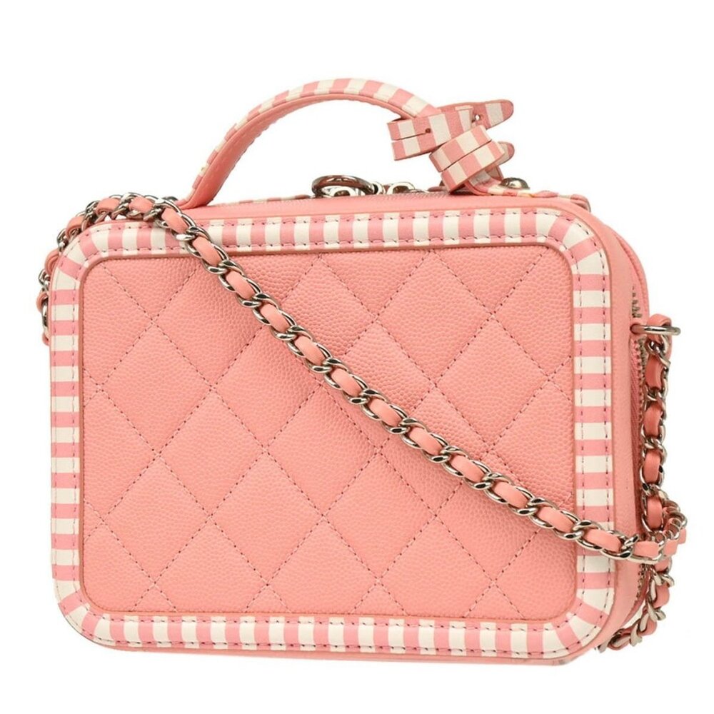 Chanel Pink Calfskin Filigree 2way Vanity Handbag 184728 - Picture 2 of 9